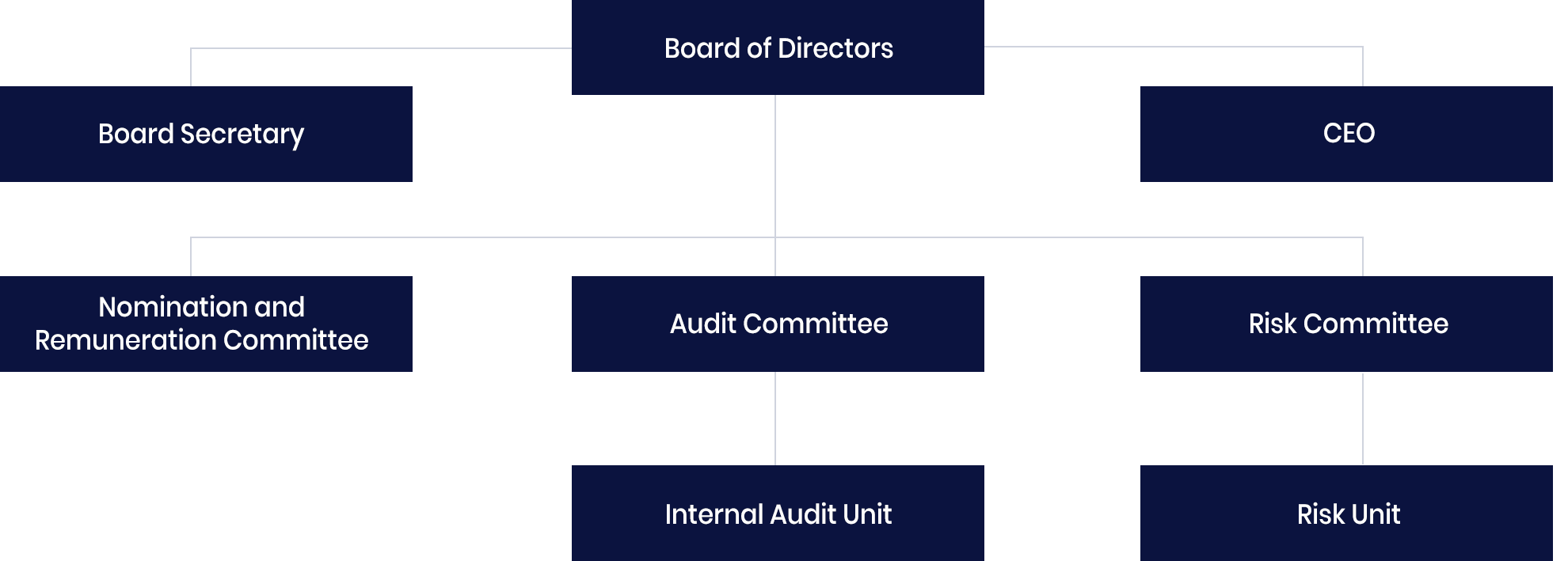 The Board of Directors consists of CEO, Board Secretary and Board Committees.